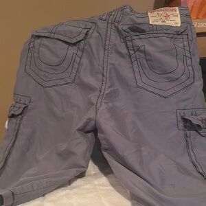 True Religion Light Gray Cargo Shorts